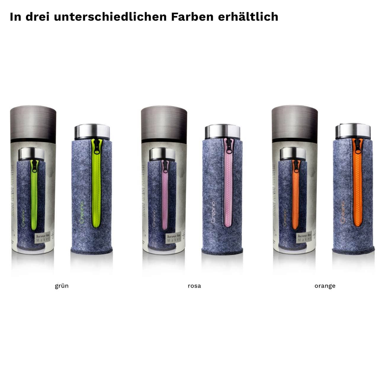 Infuser - Teamaker cu perete dublu incl. husa fetru 400ml; portocaliu