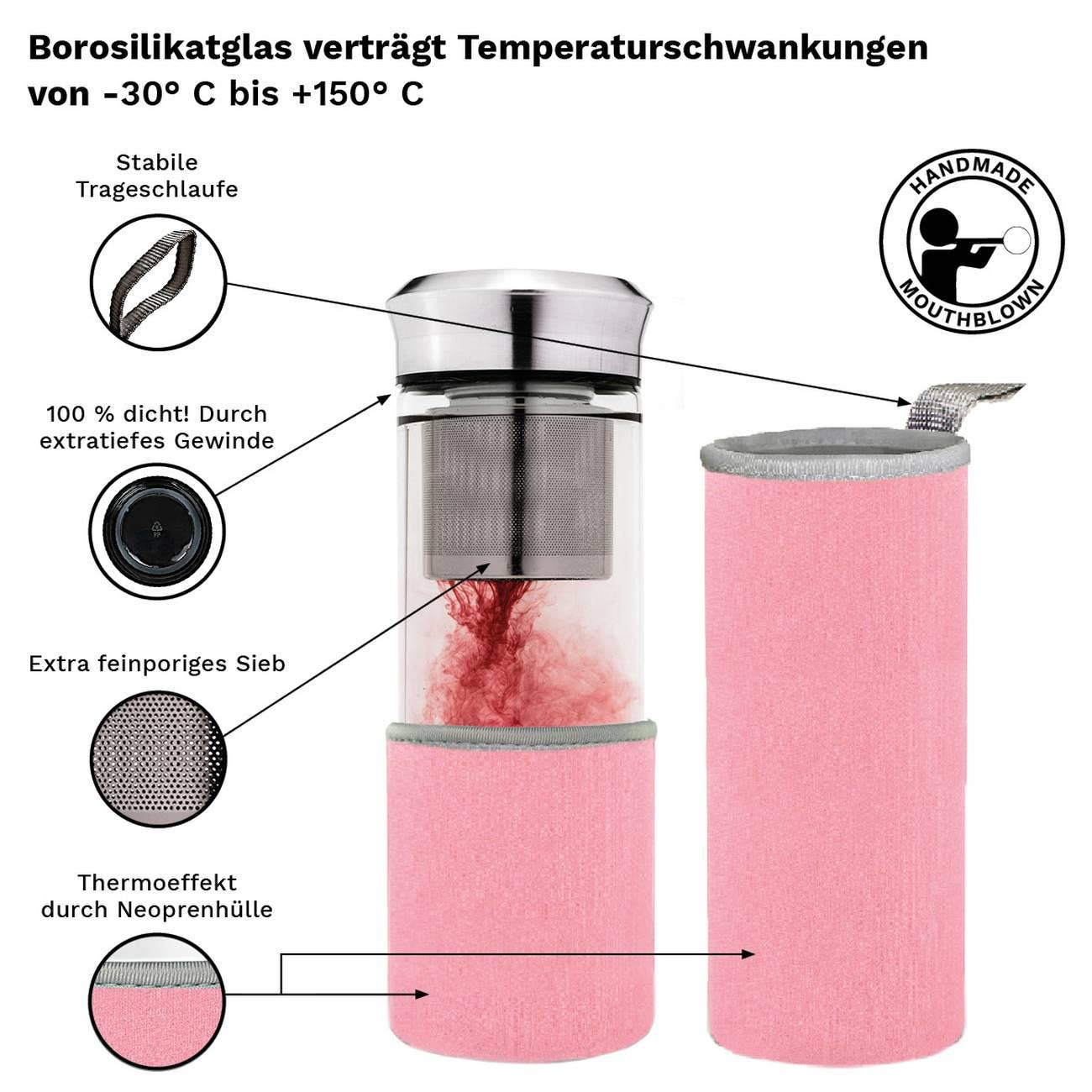 Infuser - Teamaker 400ml; roz