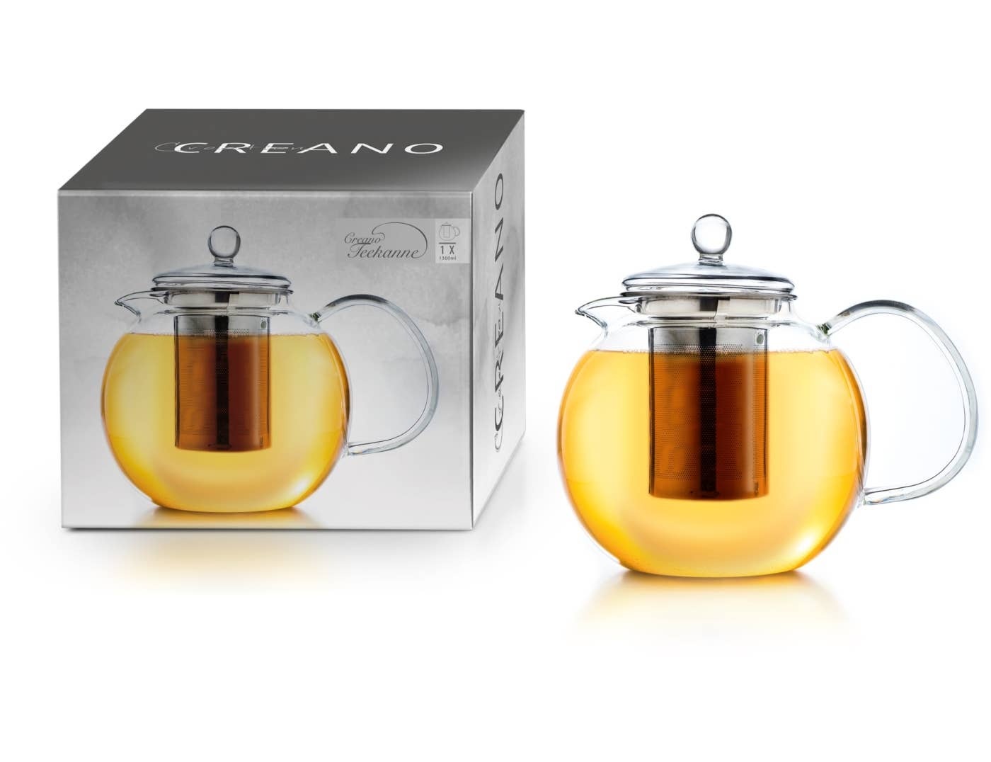 Ceainic din sticlă, format din 3 piese,1,3 litri.